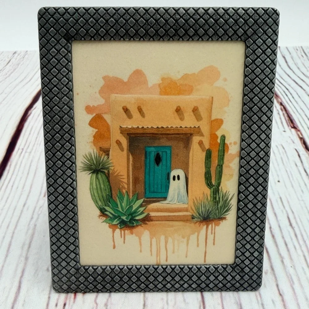 Southwestern Ghost Art Print in Textured Diamond Frame Desert Decor 3x4
